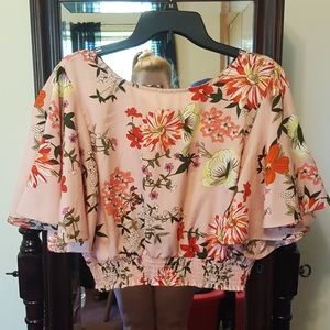 NWOT Pink floral crop top